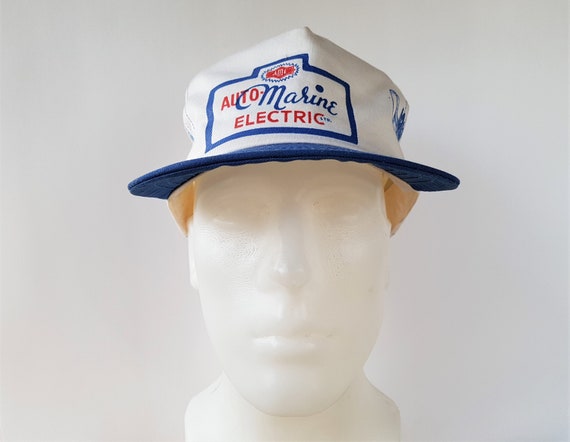 Vintage 80s AUTO MARINE ELECTRIC Snapback Hat Bendix Product Promo Fullback Trucker Commercial Vehicle Parts Adjustable Baseball Cap Retro