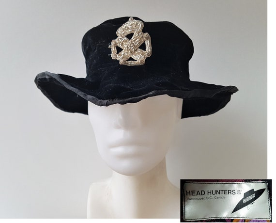 Vintage Black Velvet Mary Poppins Style Hat, Head Hunters Co  display picture 2