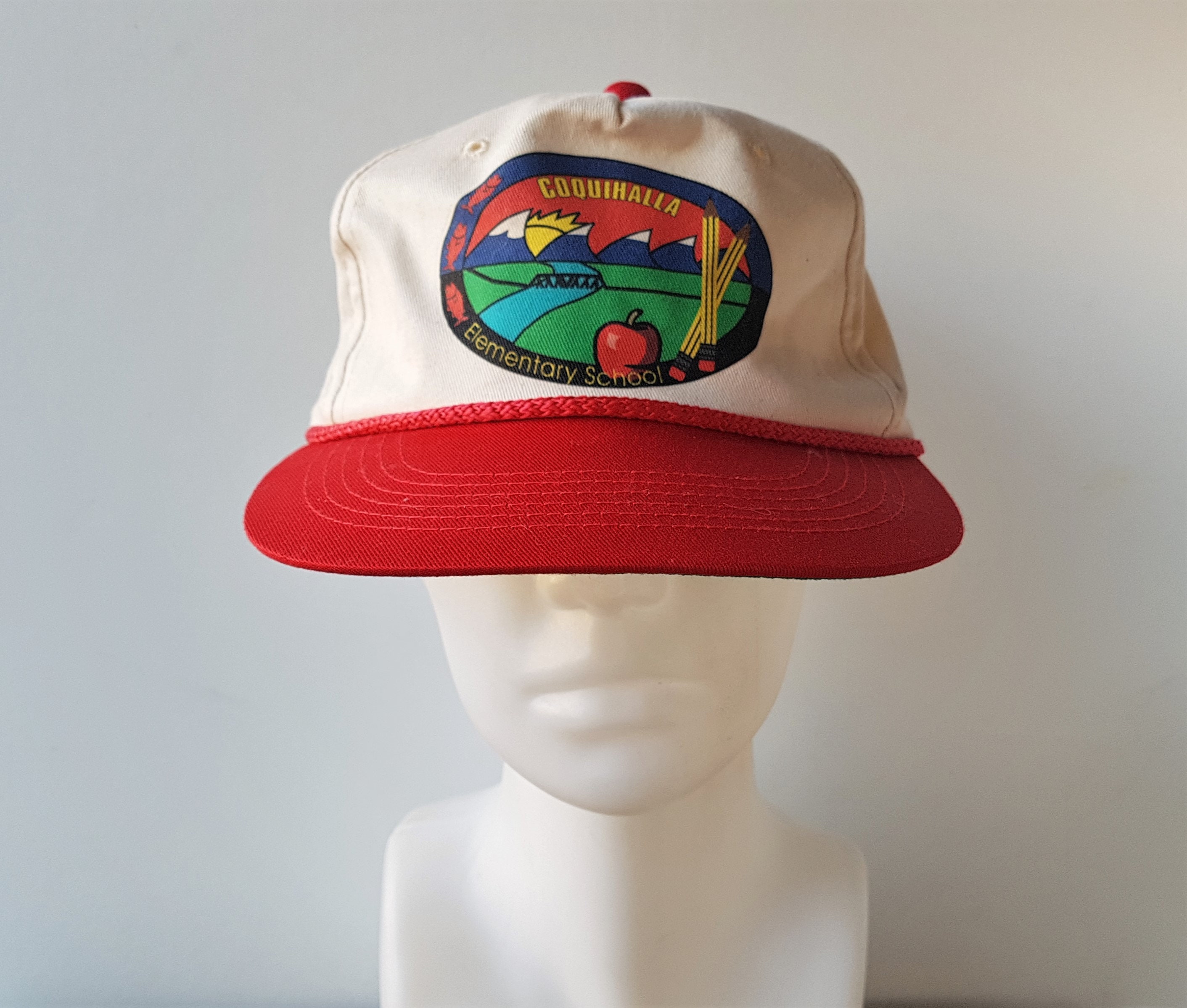 Vintage 90s COQUIHALLA ELEMENTARY SCHOOL Strapback Hat Red Rope Lined  Cotton Duck Cap Rear Leather Strap Adult Adjustable Ajm Headwear -   Canada