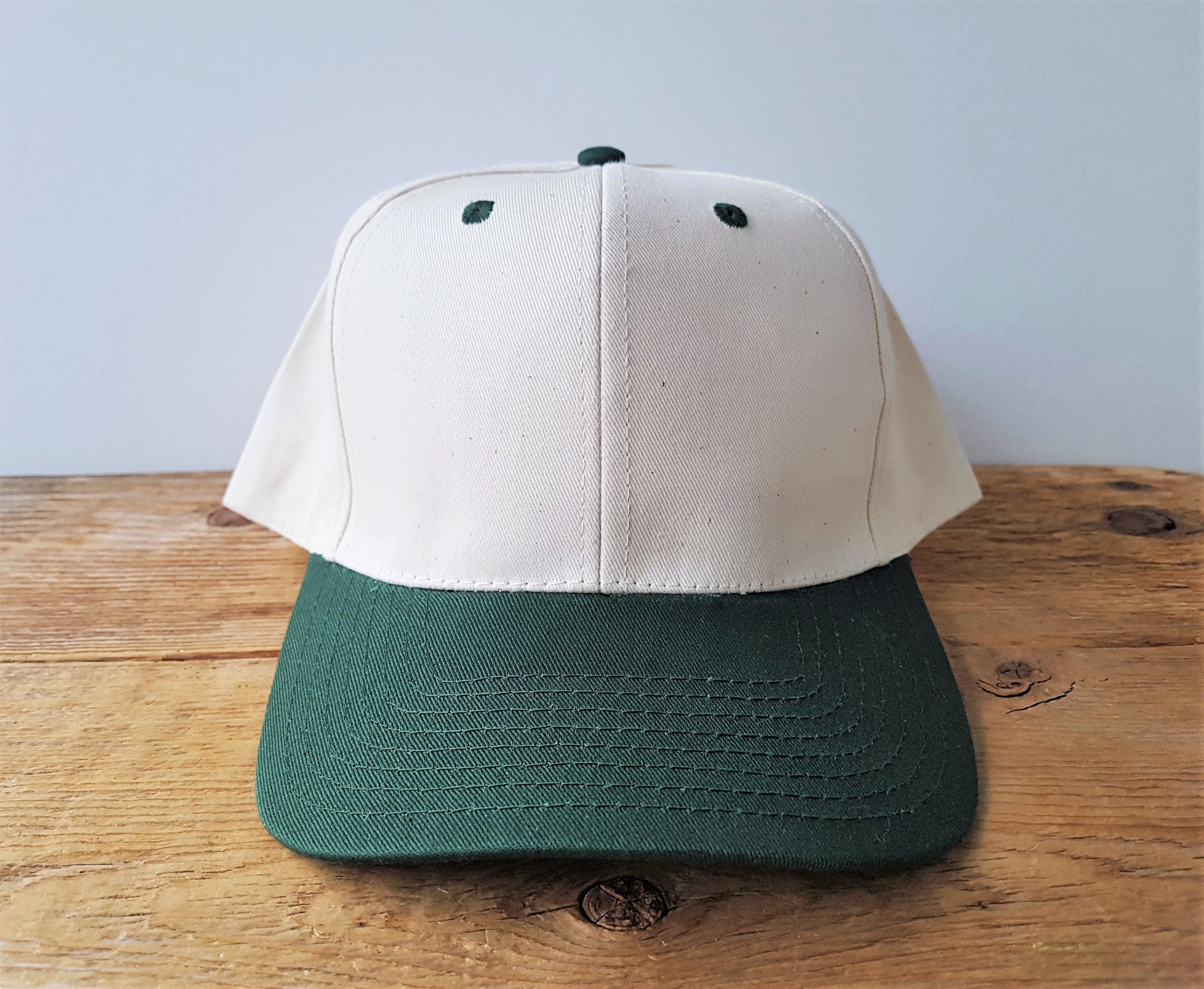 Vintage Blank Cream White Green 6 Panel Snapback Hat Cobra Adult Baseball Cap Cotton Duck Minimal Plain Deadstock No Logo 2 Tone Ballcap Etsy