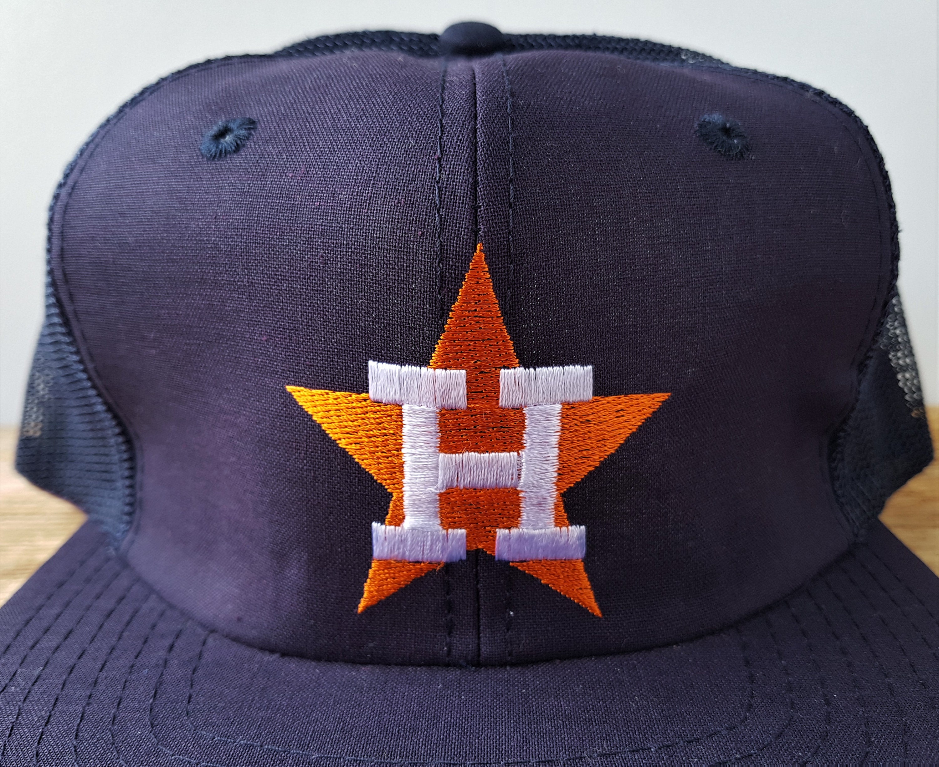 Vintage Houston Astros Hat Orange Blue Star Deadstock Twins Snapback Trucker 80's