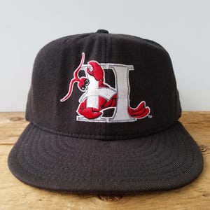 Vintage 90s Hickory CRAWDADS New Era 5950 MiLB Wool Hat - Fitted Size 7 1/8 - Made in USA - Minor League Baseball Pro Model Cap
