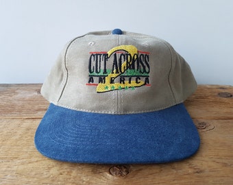 Vintage 90s JOHN DEERE Cut Across America 2 Summer Tour '98 Strapback Dad Hat - Deadstock Cotton 2 Tone Baseball Cap - Headshots by KC Hat
