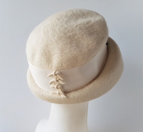 Vintage 1960s Italian TOSCANO Ermine Fur Felt Hat… - image 4