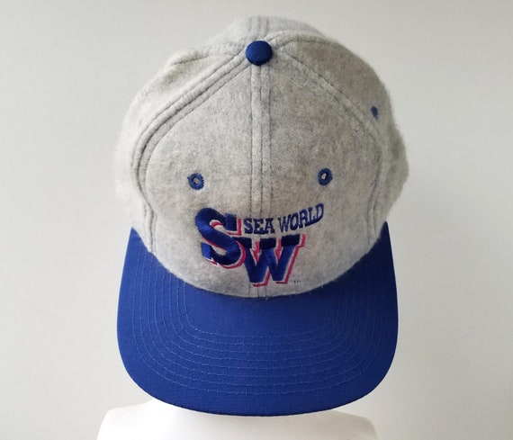 Vintage 1992 SEA WORLD Fleece Strapback Hat - Dea… - image 9