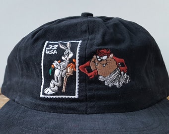 90s USA製 キャップ Looney Tunes J. Frog 古着 90s ルーニーテューンズ キャラクター刺繍キャップ ツートーン