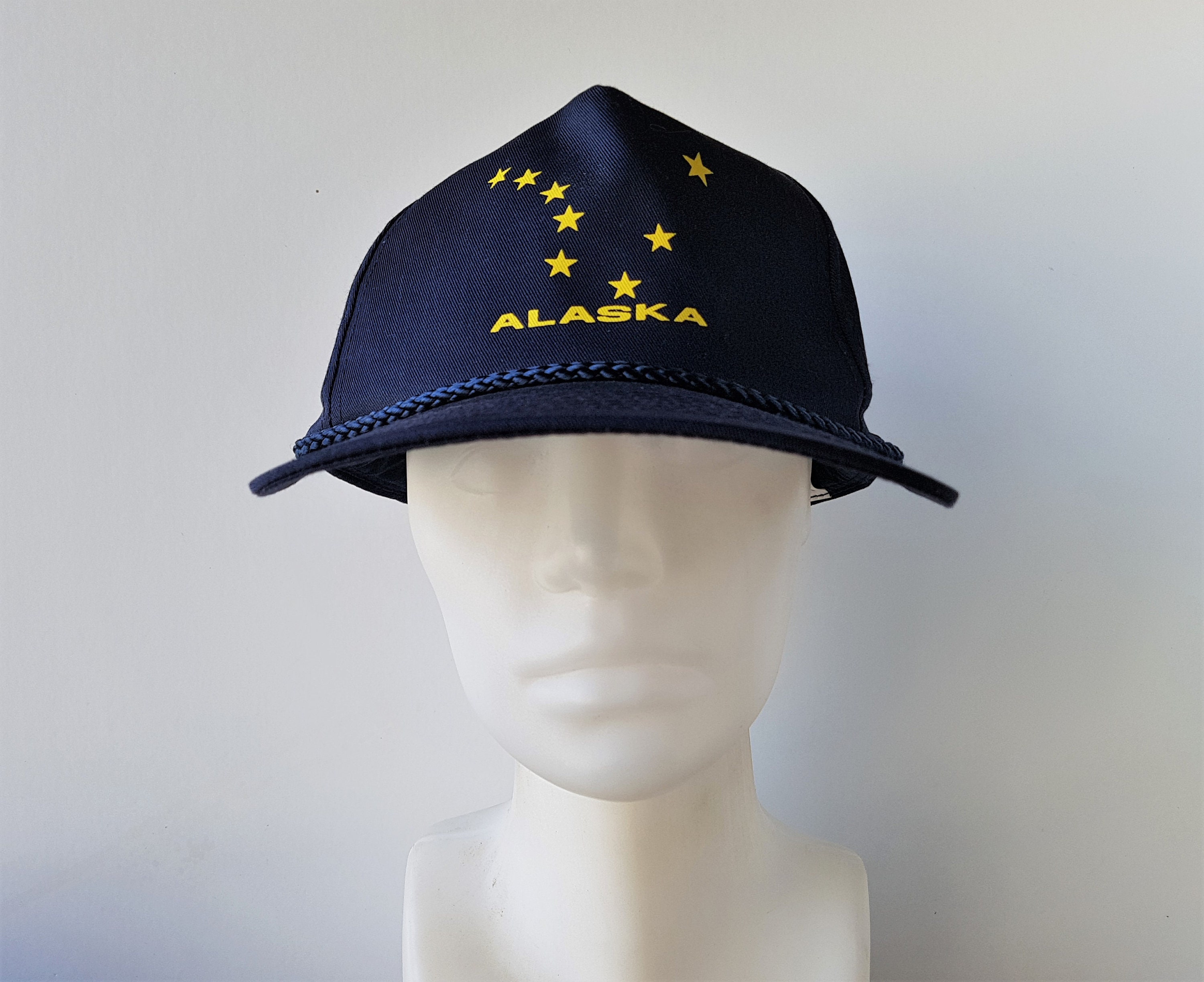 Vintage 90s ALASKA Snapback Hat Rope Lined Gold Stars Flag Big Dipper ...