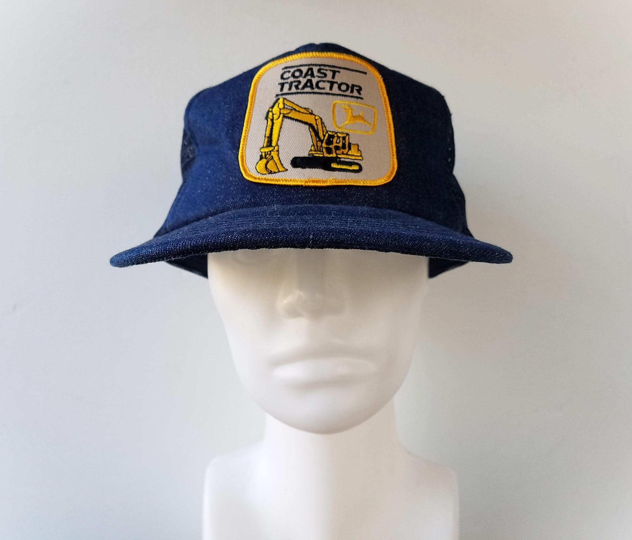 Vintage 80s Coast Tractor JOHN DEERE Denim Trucker Snapback Hat