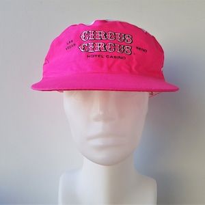 Vintage Neon Pink CIRCUS CIRCUS Hotel Casino Painter Hat - Las Vegas Reno Nevada Souvenir Snapback - Gambling Clown Adjustable Cap Mo Money