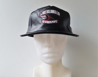 Vintage A-FIRE HOLDINGS Ltd. Leather Promo Hat 'The Burner People' Oilfield Tube Heaters Baseball Cap Adjustable AJM Headwear Ballcap
