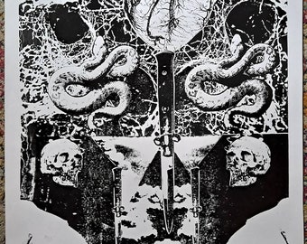 psychedelic Silkscreen print gothic,limited edition screen print,Silkscreen poster