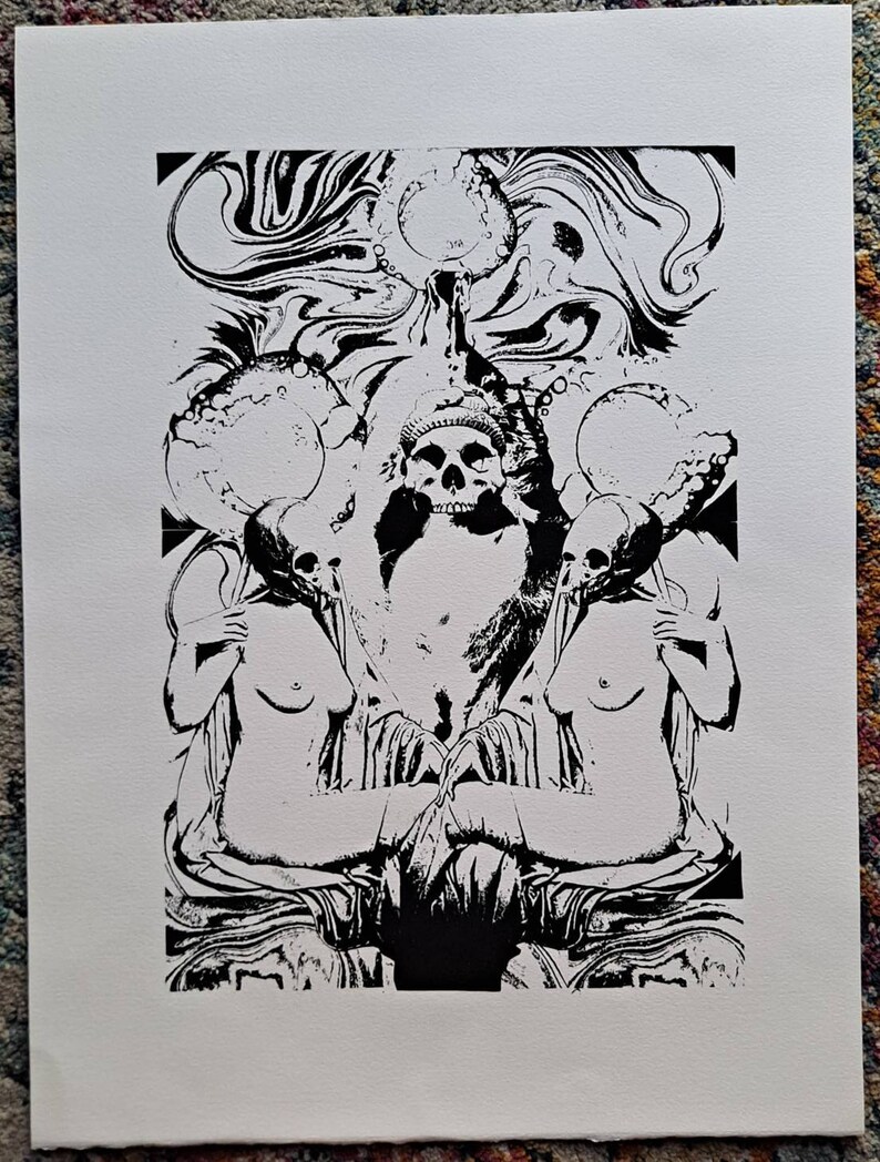 psychedelic Silkscreen print gothic,limited edition screen print,Silkscreen poster