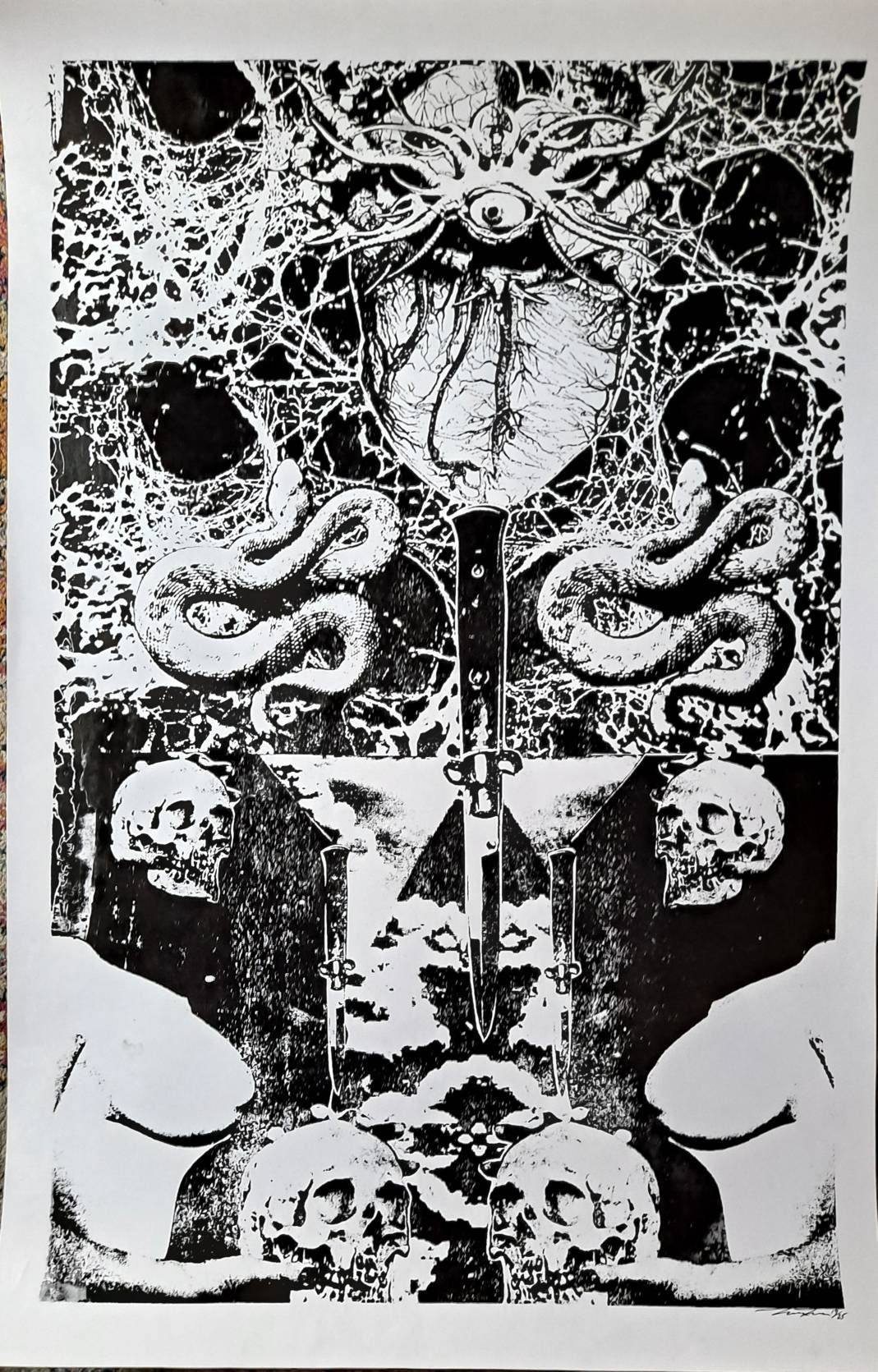 Silkscreen poster 25x38 Large gothic art Etsy