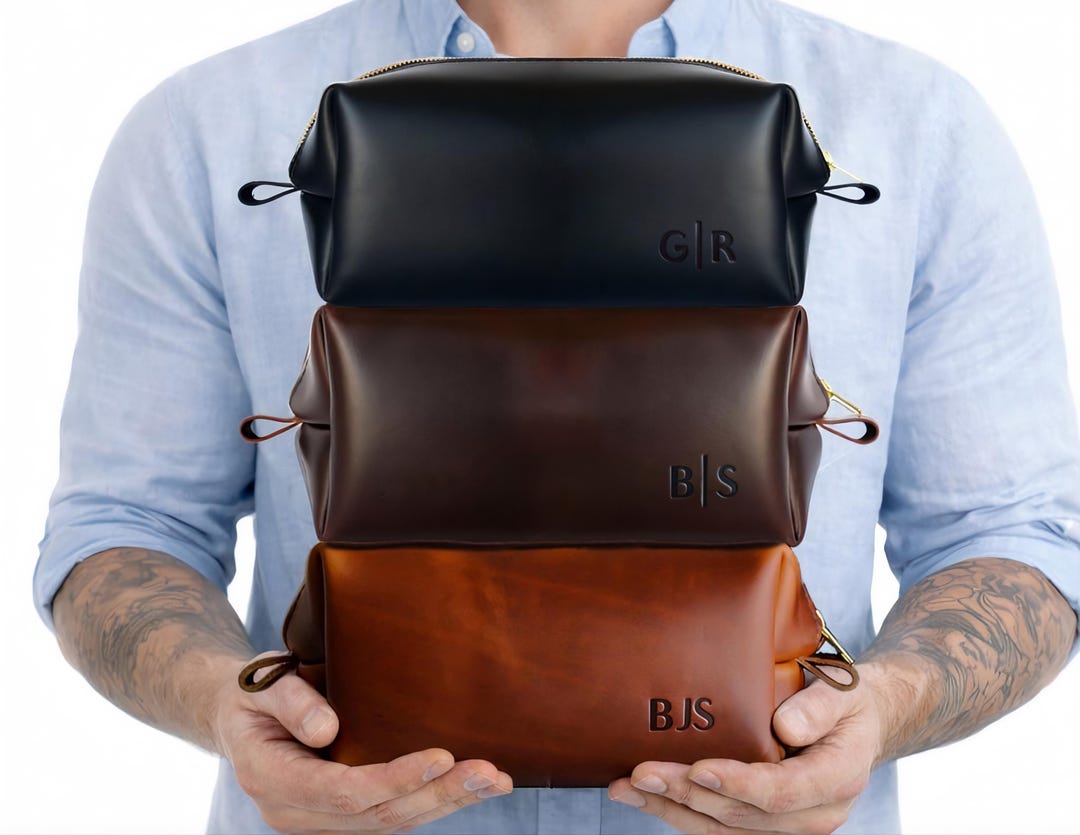 X.L Leather Dopp Kit For Men Mens Toiletry Bag Personalized Gifts For Men Fathers Day Gift