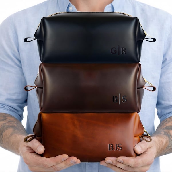 X.L Leather Dopp Kit For Men Mens Toiletry Bag Personalized Gifts For Men Fathers Day Gifts For Dad Groomsmen Gifts For Him Mens Gift