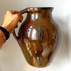 Studio Pottery Hand-Thrown Jug: Rustic Honey Glaze Pitcher