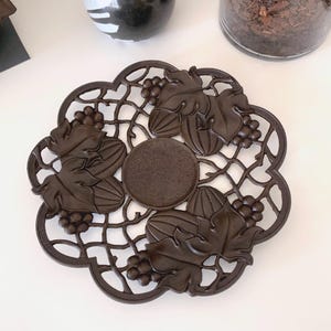 Cast Iron German Filigree Plate Panel by Lauchhammer Foundry Ornate Foliage Pattern
