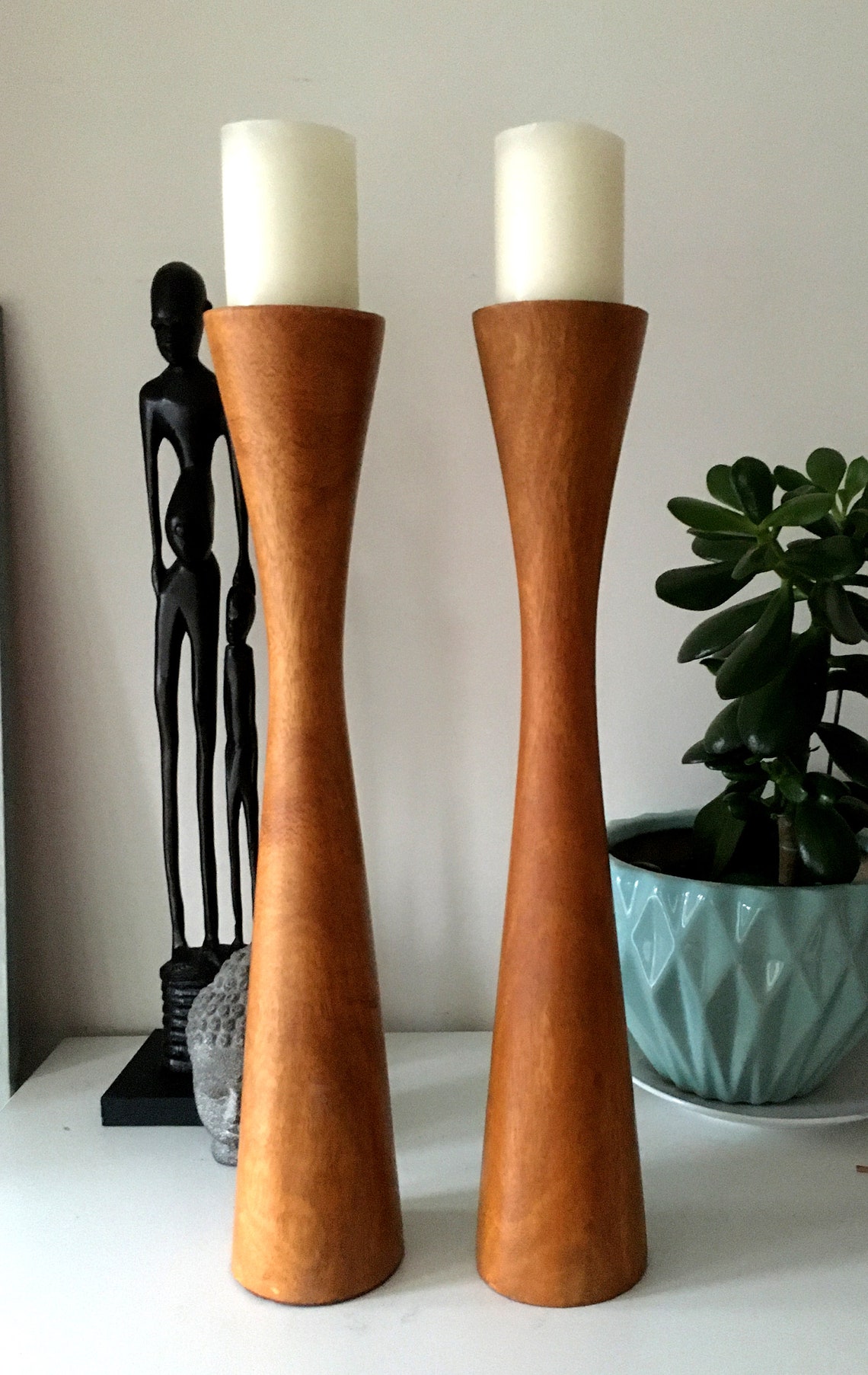 Elegant Wooden Stylish Tall Candlesticks Candleholders Etsy