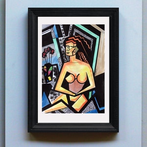 Original Modern Cubist, Painting Watercolour and Ink Painting on Paper Sold Direct from the Artist Koola Adams