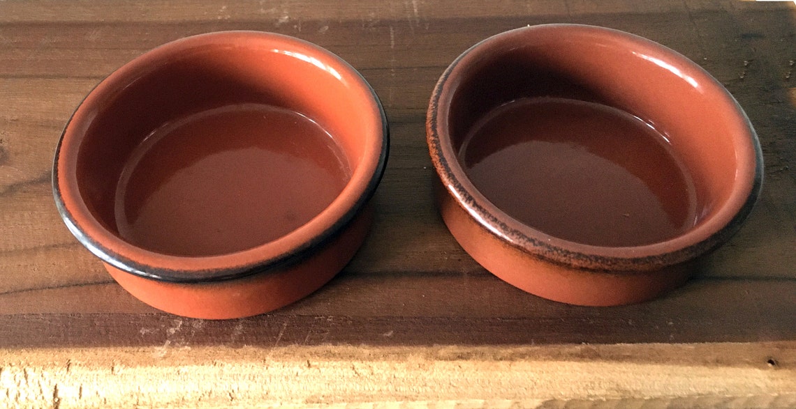 Pair of Vintage Spanish Terracotta Ramekin Dishes Serving Etsy
