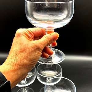 Vintage Coupe Glasses Set of Four Stemmed Champagne Coupe Glasses Martini Glasses Prosecco Glasses Cava Glasses Mid-Century Glasses