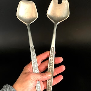 EIK Tinn Norwegian Pewter Salad Servers Set of Vintage Modernist Style Salad Servers