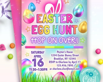 editable easter egg hunt invitation template | hop on over easter bunny egg hunt invite | instant download easter party invitation