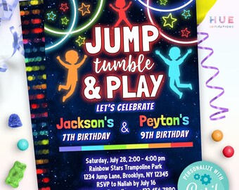 Trampoline Birthday Party Invitation Boys Printable Editable - Etsy