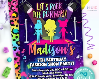 rock the runway fashion show birthday invitation | dress-up party invite for girls | runway fashion theme party invites editable template