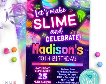 Colorful Smile Party  Slime party, Slime birthday, Girls birthday party