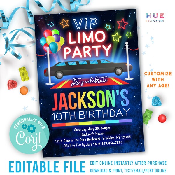 Limo Birthday Invitation - Etsy