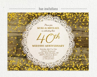 Woodgrain 50th Wedding Anniversary Party Invitation Rustic Etsy