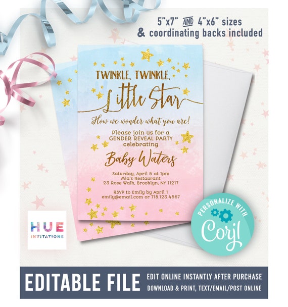 twinkle twinkle little star online invitation