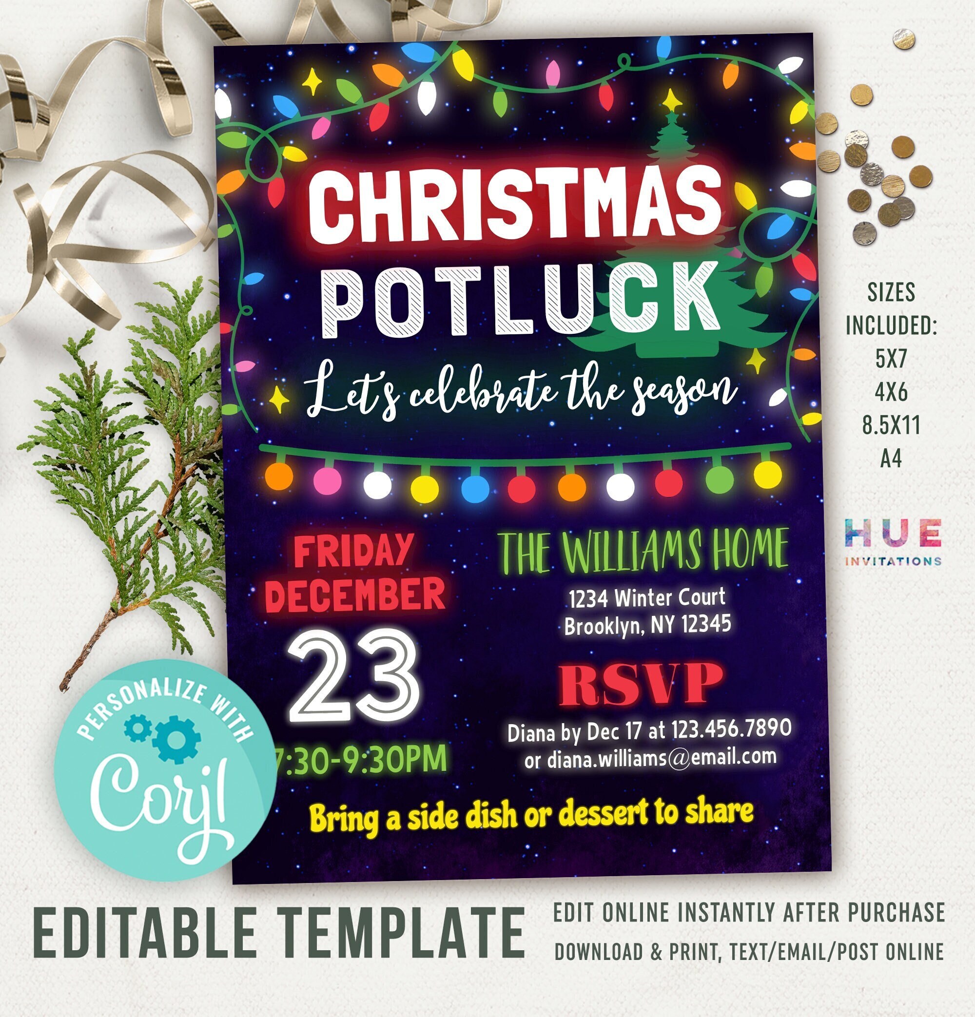 Christmas Potluck Invitation