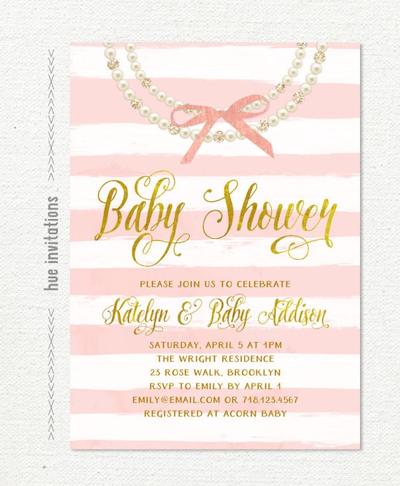 diamonds and pearls baby shower invitations