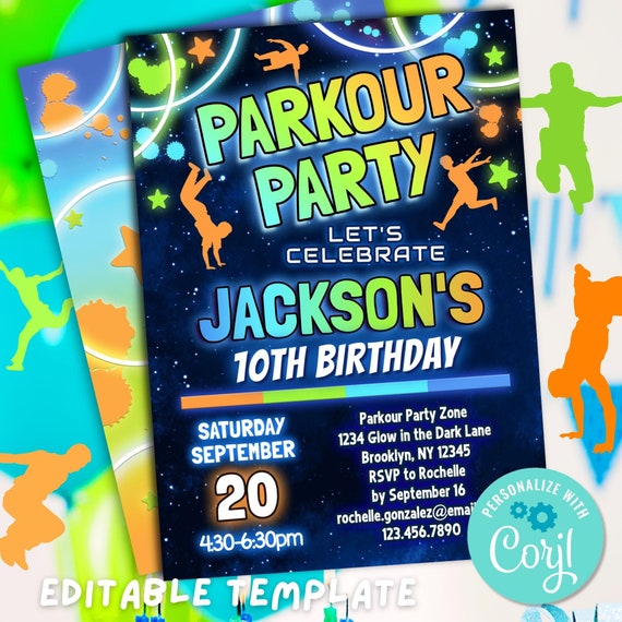 Kids Parkour Birthday Party Invitation | Jump & Celebrate Parkour