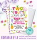 TWOtti frutti 2nd birthday invitation instant download | twotti fruity invitation tutti frutty tropical summer fruit second birthday invite 