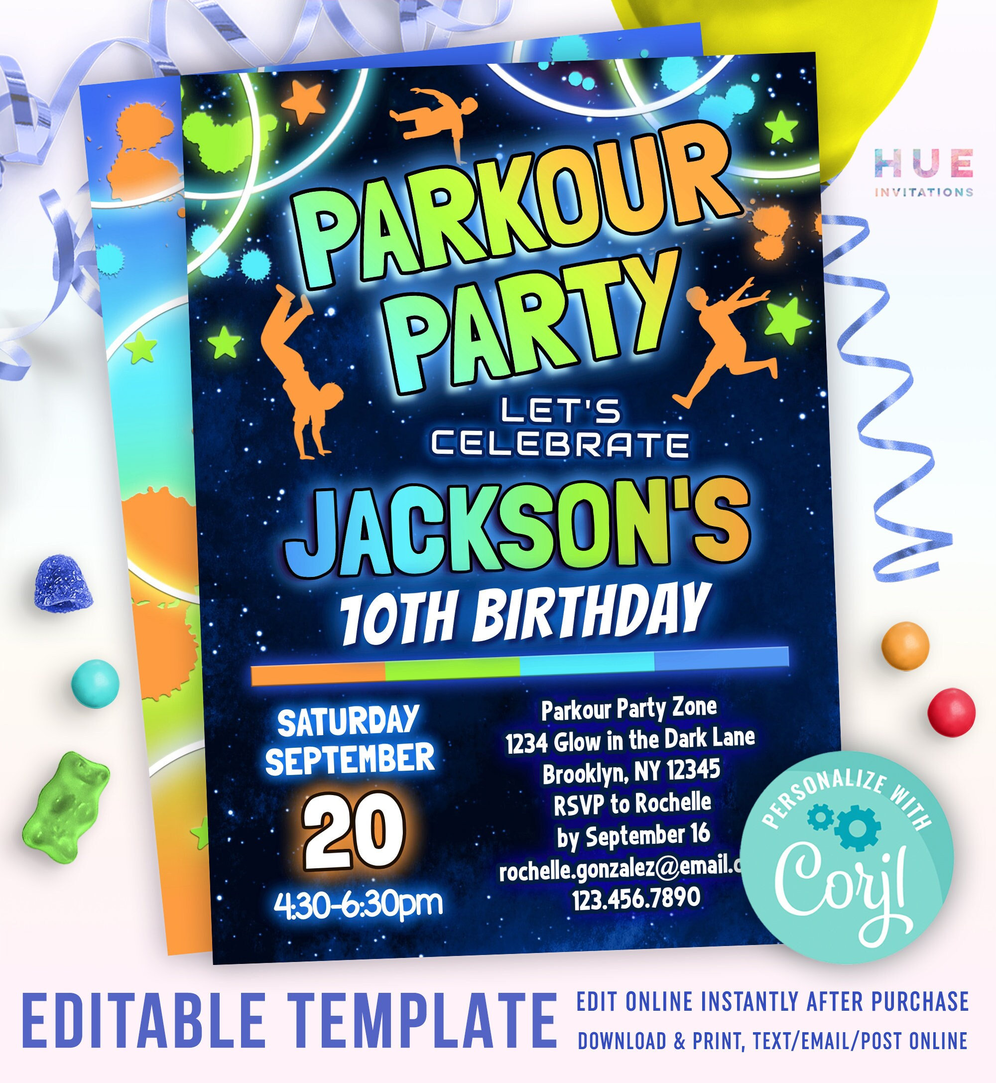 Kids Parkour Birthday Party Invitation | Jump & Celebrate Parkour