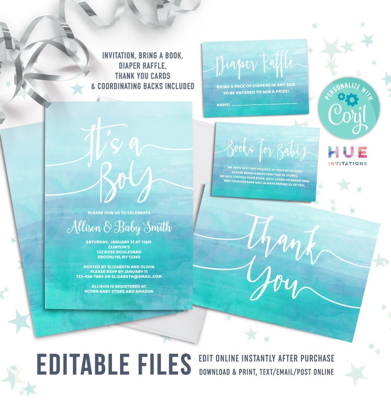 It S A Boy Baby Shower Invitation Set Instant Download Etsy It S A Boy Baby Shower Invitation Set Instant Download Etsy