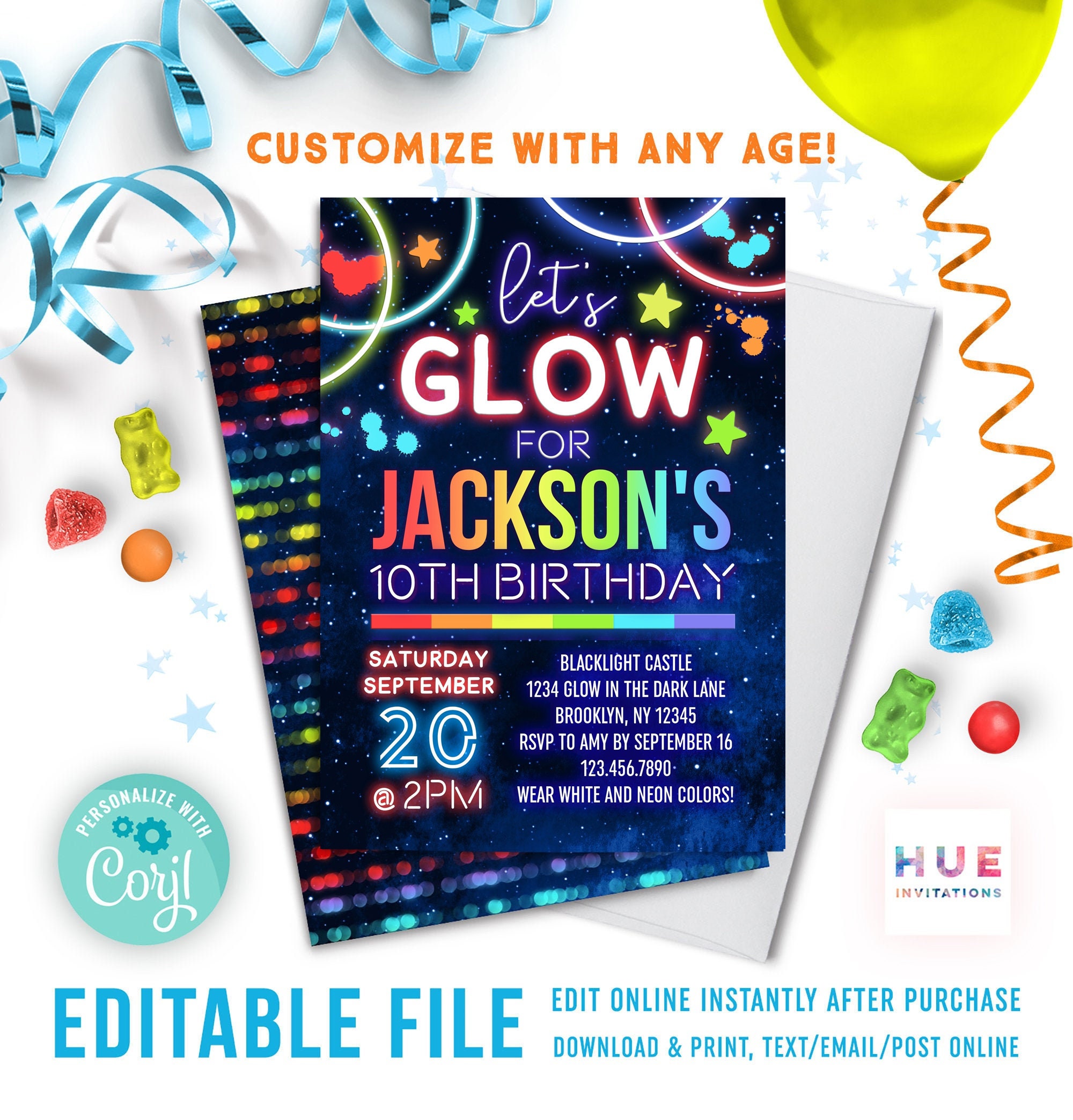 Glow In The Dark Party Invitation Wording
