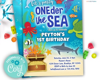 Oneder the Sea 1st Birthday Invitation Editable Instant Download Underwater  Ocean Animals First Birthday Party Invite for Boy or Girl -  Norway