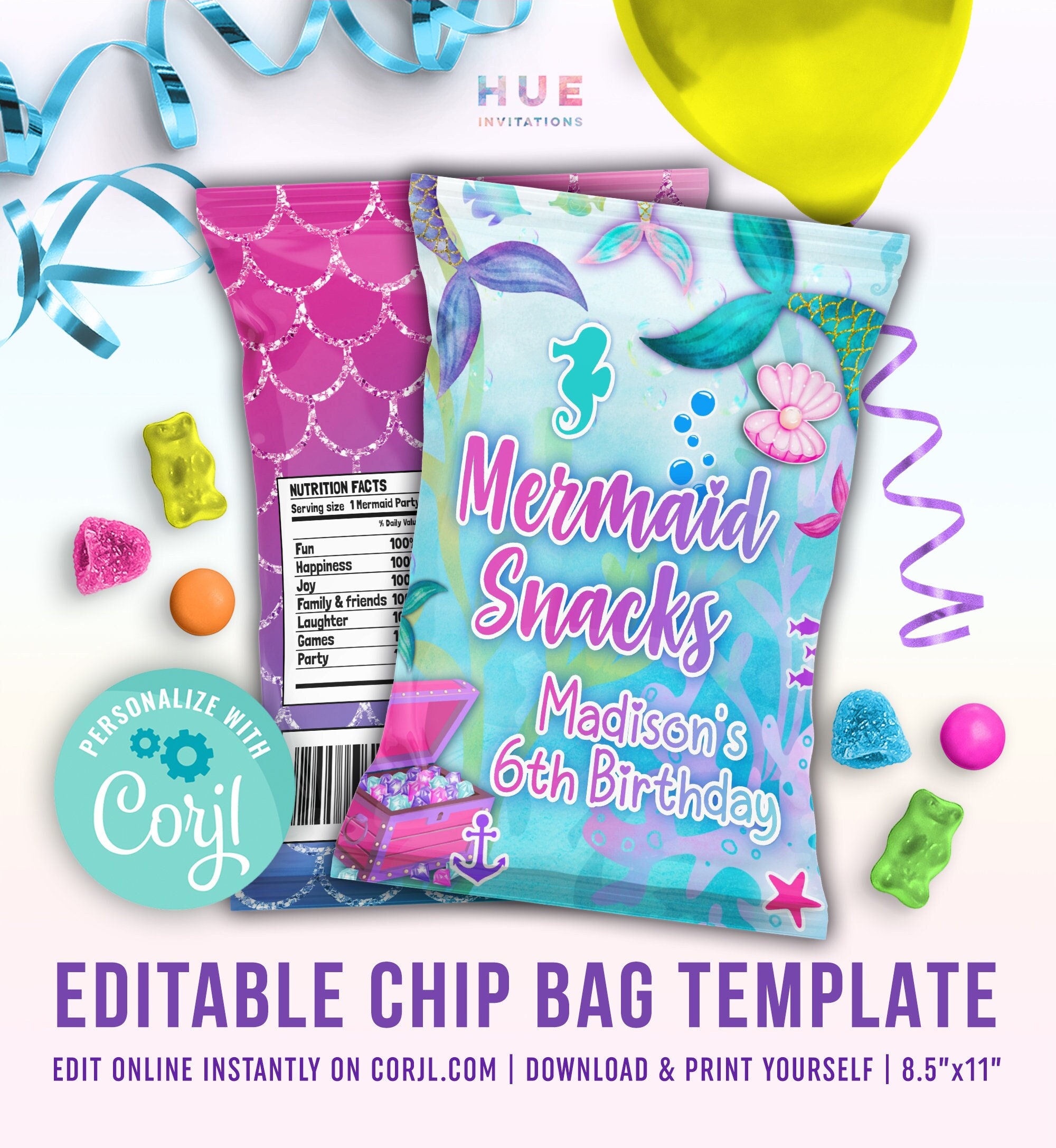 Mermaid Snack Bag, Sandwich Bag Set, Blue Purple Pink, Mermaid Scales,  Reusable Snack Bags, Kids Snack Baggies, Back to School, Small Gift 