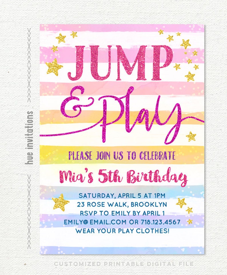 Paper Paper Party Supplies Rainbow Girls 5th Birthday Invitation Jump Birthday Party Invitation Tumble And Play Trampoline Birthday Bounce House Stars Gold Glitter Paper Paper Party Supplies Rainbow Girls 5th Birthday Invitation Jump Birthday Party Invitation Tumble And Play Trampoline Birthday Bounce House Stars Gold Glitter