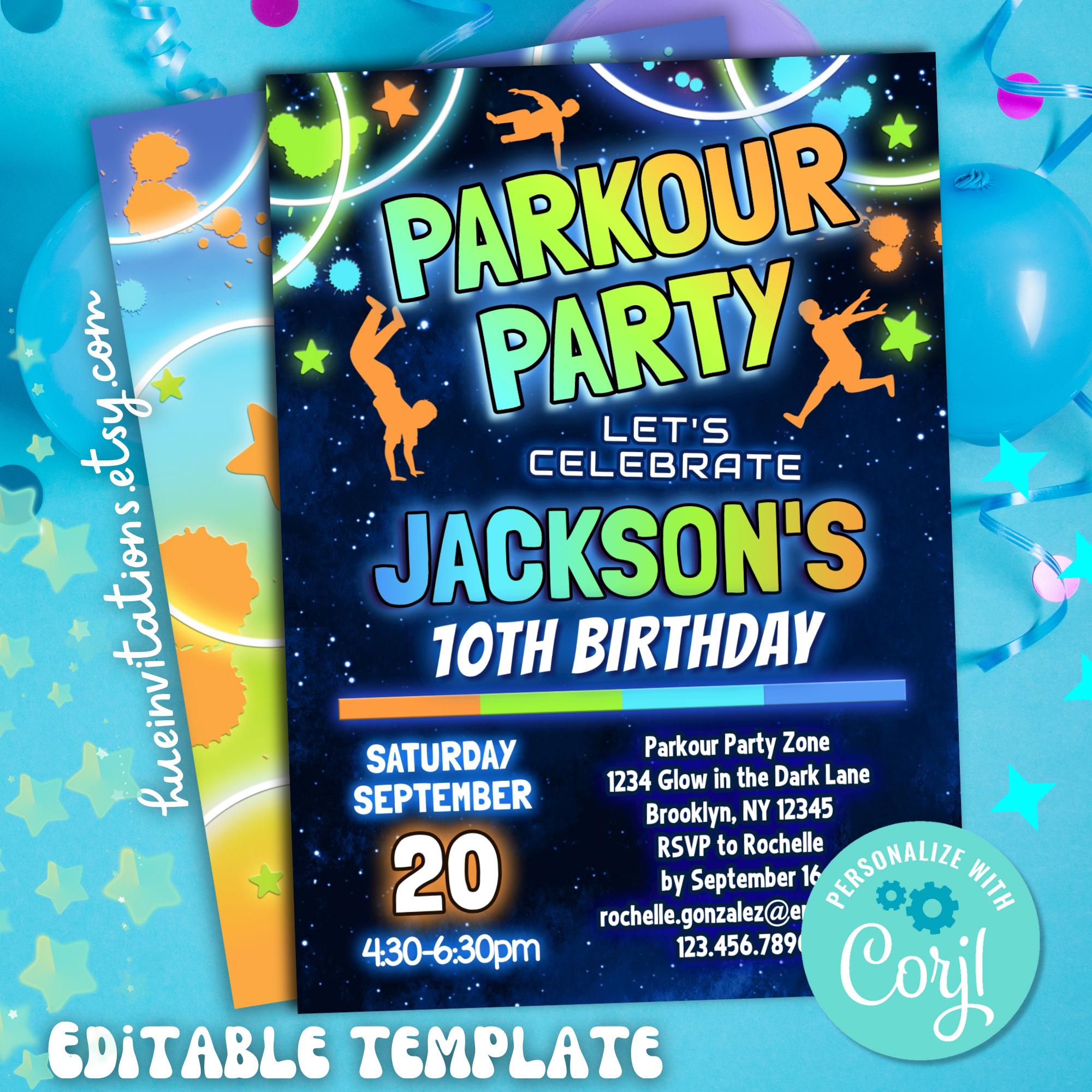 Kids Parkour Birthday Party Invitation | Jump & Celebrate Parkour