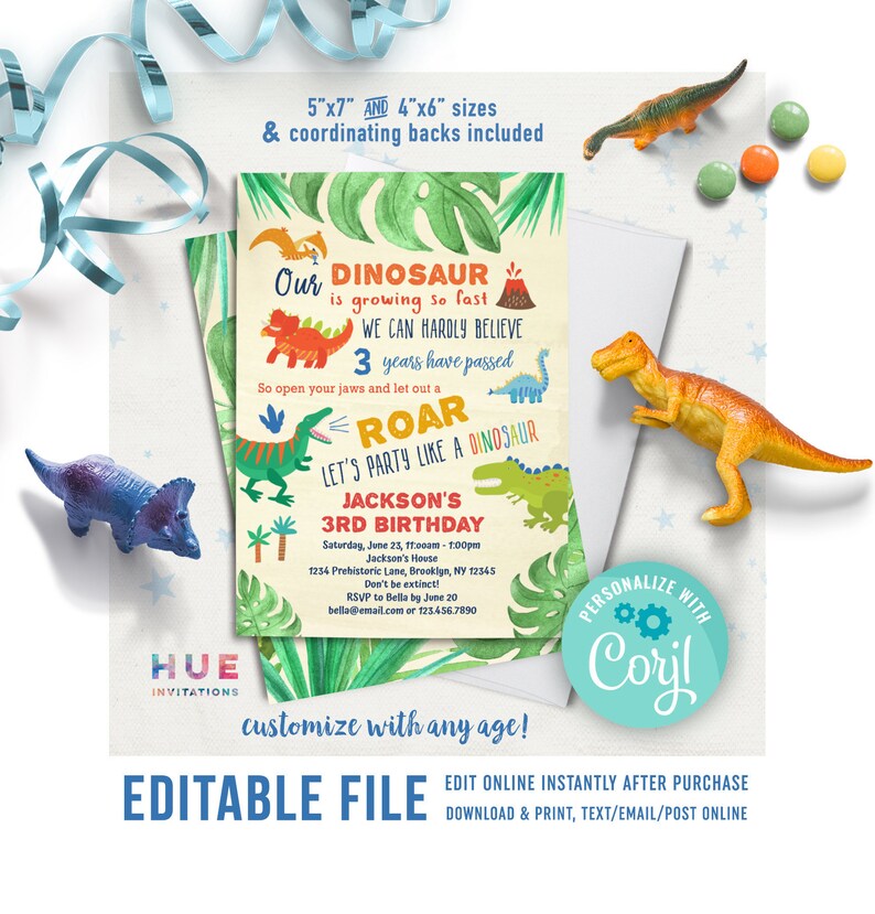 dinosaur-birthday-invitation-editable-template-boys-dinosaur-etsy