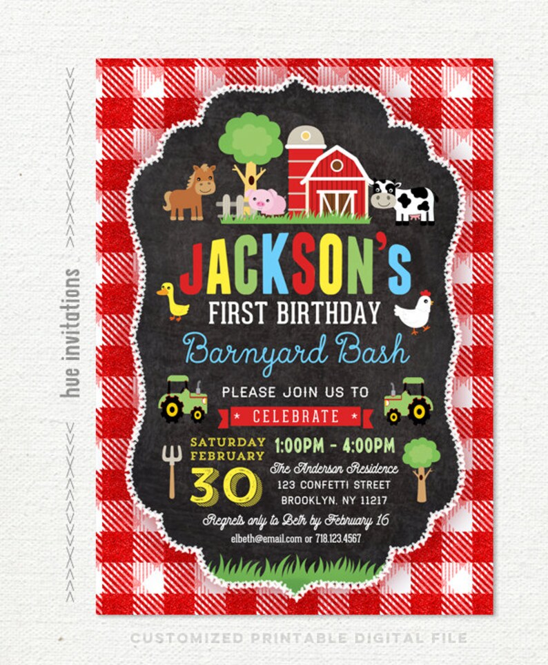 Farm First Birthday Invitation For Boys Barnyard 1st Birthday Etsy