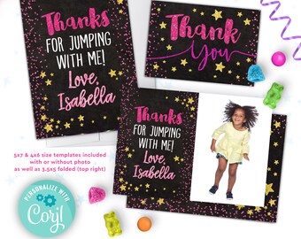 Black Jump Bouncy Castle Personalized Childrens Birthday Party Thank You Cards Black Jump Bouncy Castle Personalized Childrens Birthday Party Thank You Cards