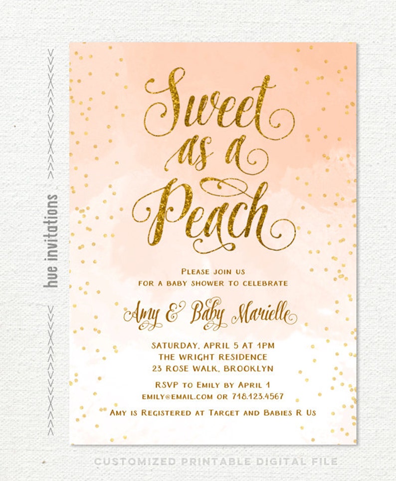 peach baby shower invitations