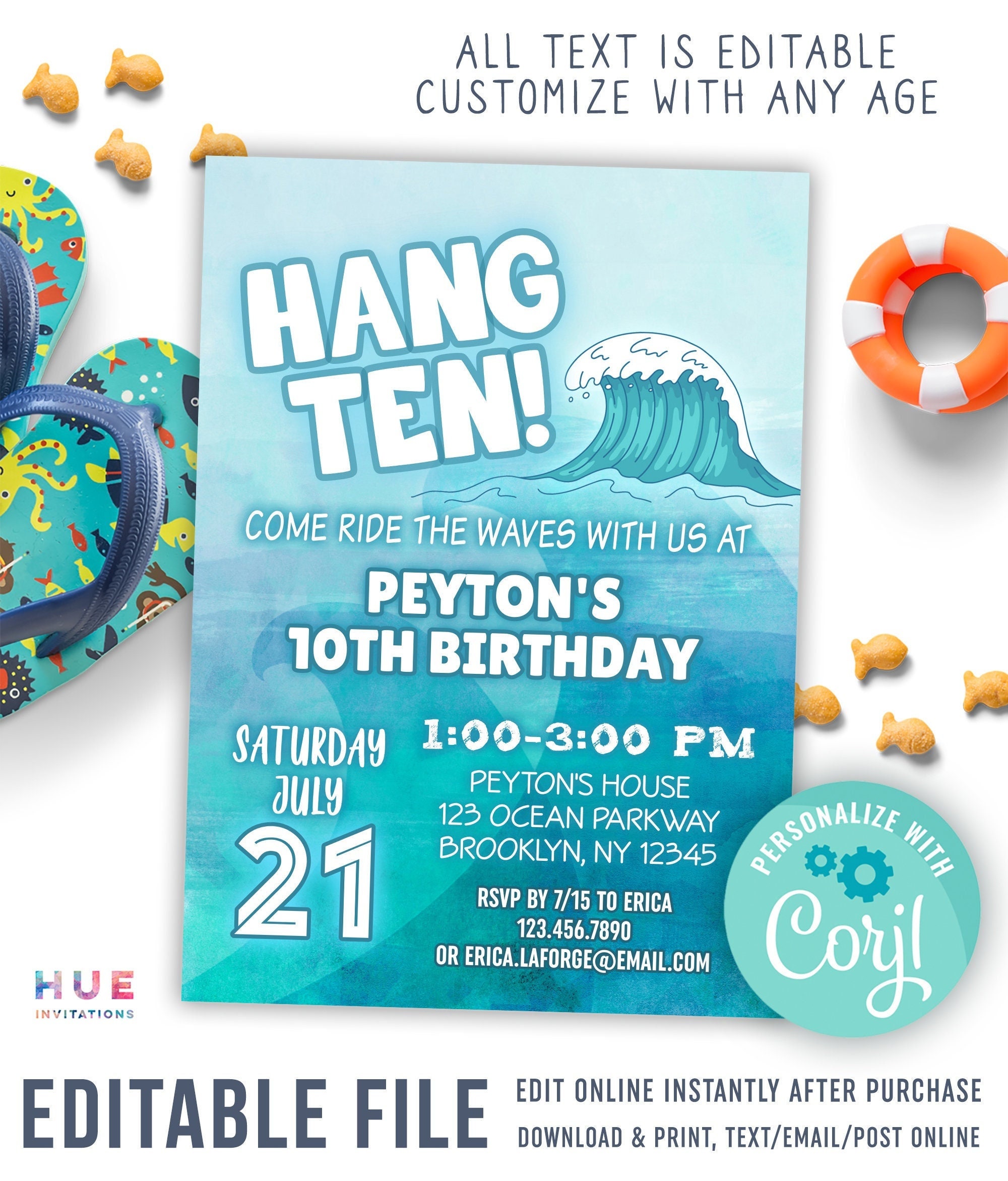 Coastal Palm Hunting Happy Birthday Invitations Invite Cards (10 Count)  With Envelopes Boys Girls Kids Party (10ct Design 1)