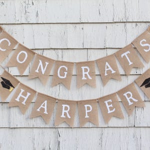 Graduation Burlap Banner, Class of 2024 Bunting, Congratulations Banner, Custom Graduation Banner, Graduation Decor, Class of 2024 Banner